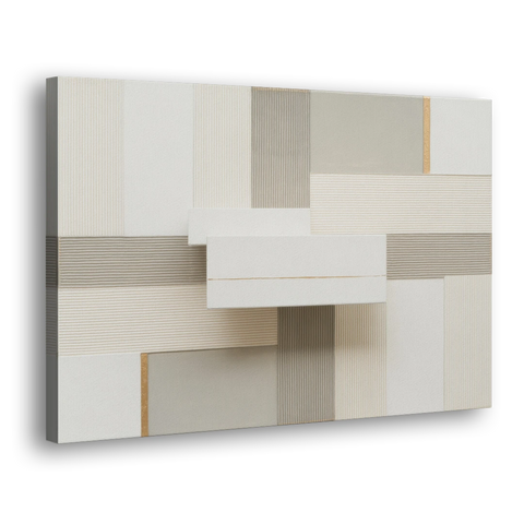 Geometric Harmony in White Abstract - Canvas Wall Art - Side
