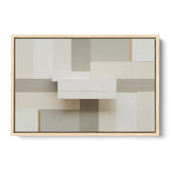 Geometric Harmony in White Abstract - Oak Framed Canvas Wall Art - Front