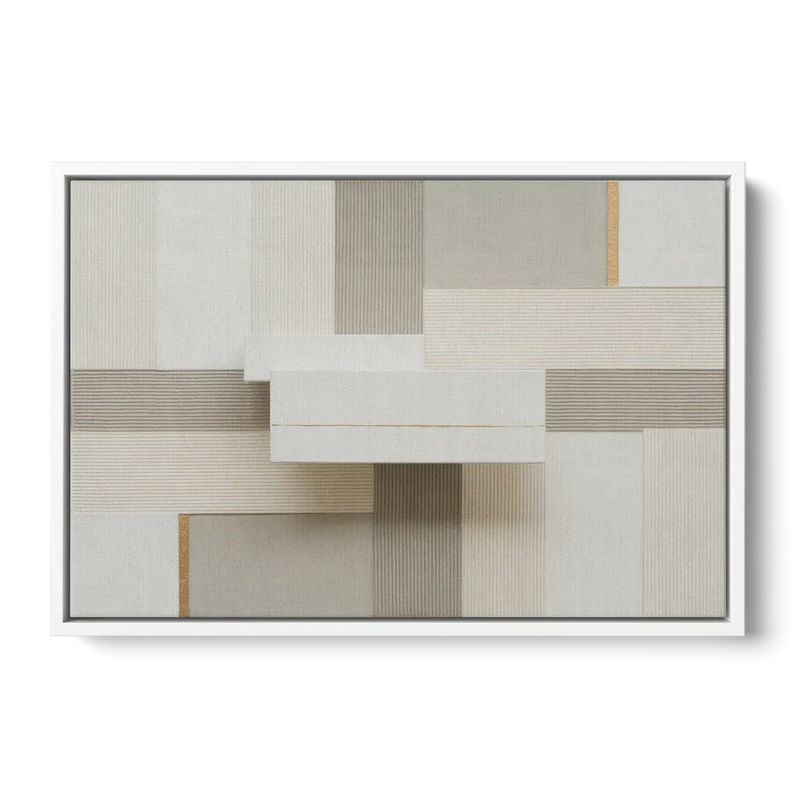 Geometric Harmony in White Abstract Front - White Canvas Wall Art