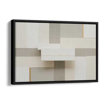 Geometric Harmony in White Abstract Side - Black Canvas Wall Art