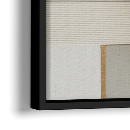 Geometric Harmony in White Abstract - Close-Up Black Frame Canvas