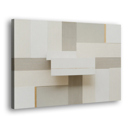 Geometric Harmony in White Abstract Side - Canvas Wall Art