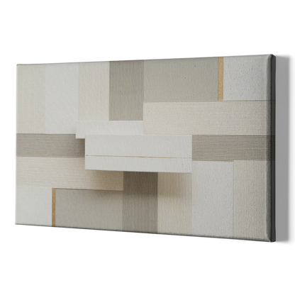 Geometric Harmony in White Abstract - Canvas Print Art Sides