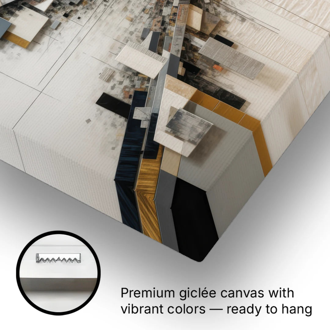Geometric Urban Elegance White Abstract - Canvas Wall Art - Gallery Wrap Corner