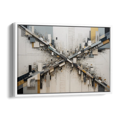 Geometric Urban Elegance White Abstract Side - White Canvas Wall Art