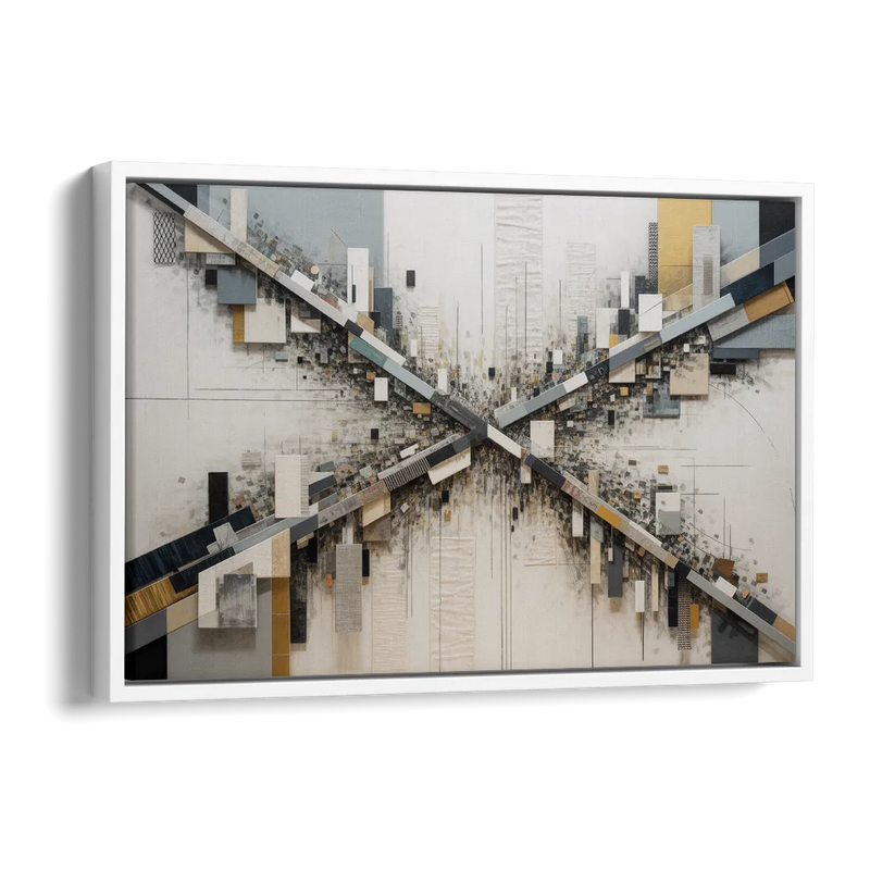 Geometric Urban Elegance White Abstract Side - White Canvas Wall Art