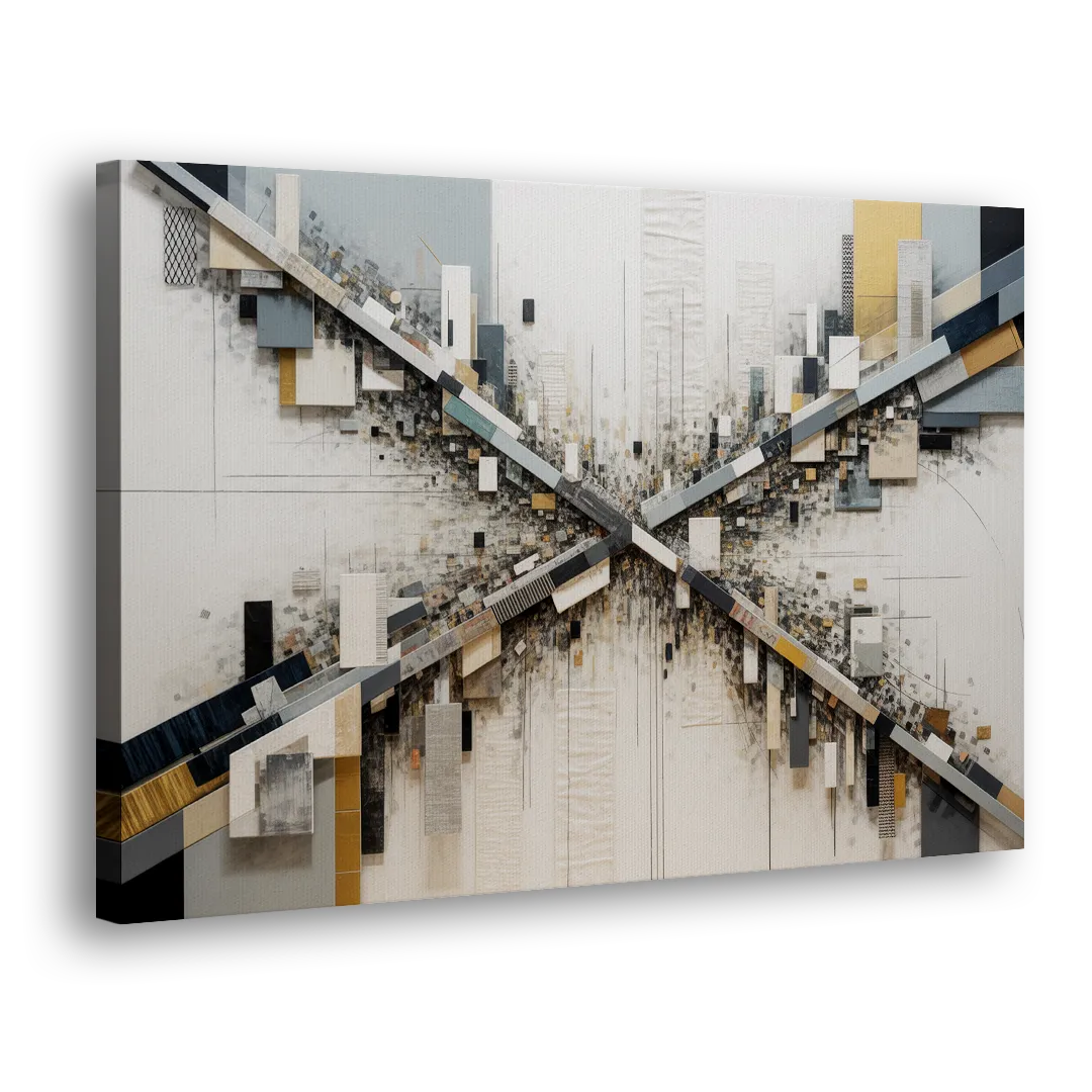 Geometric Urban Elegance White Abstract Side - Canvas Wall Art