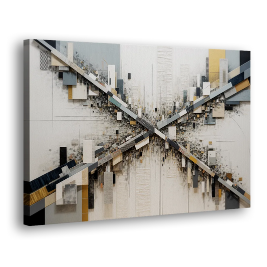 Geometric Urban Elegance White Abstract Side - Canvas Wall Art