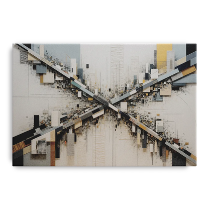 Geometric Urban Elegance White Abstract Front - Canvas Wall Art