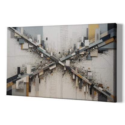 Geometric Urban Elegance White Abstract - Canvas Print Art Sides
