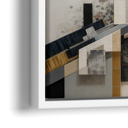 Geometric Urban Elegance White Abstract - Close-Up White Frame Canvas