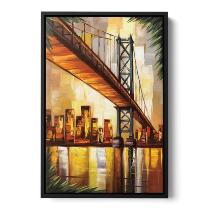 George Washington Bridge Scenic Front - Black Canvas Wall Art