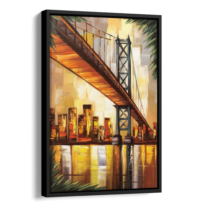 George Washington Bridge Scenic Side - Black Canvas Wall Art