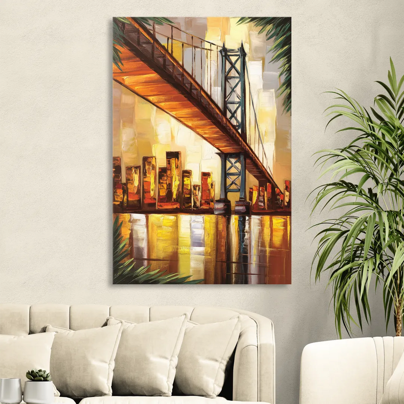 George Washington Bridge Scenic Living Room - Canvas Wall Art