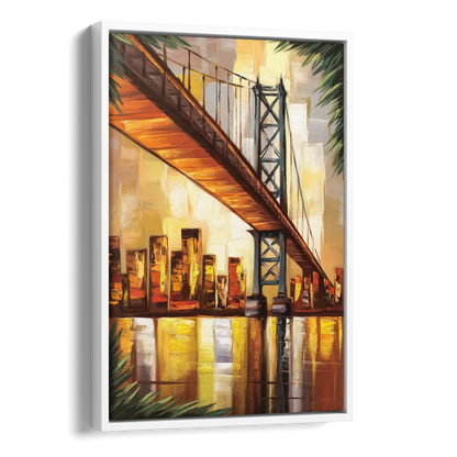 George Washington Bridge Scenic Side - White Canvas Wall Art