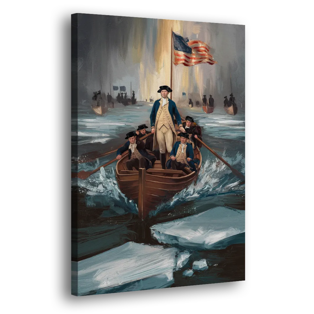 George Washington Crossing Delaware Side - Canvas Wall Art