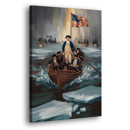 George Washington Crossing Delaware Side - Canvas Wall Art