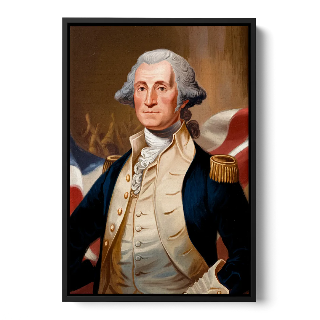 George Washington Legacy Front - Black Canvas Wall Art
