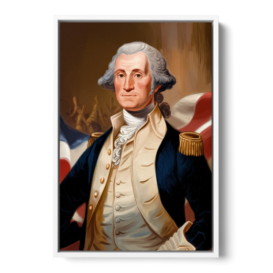 George Washington Legacy - White Framed Canvas Wall Art - Front