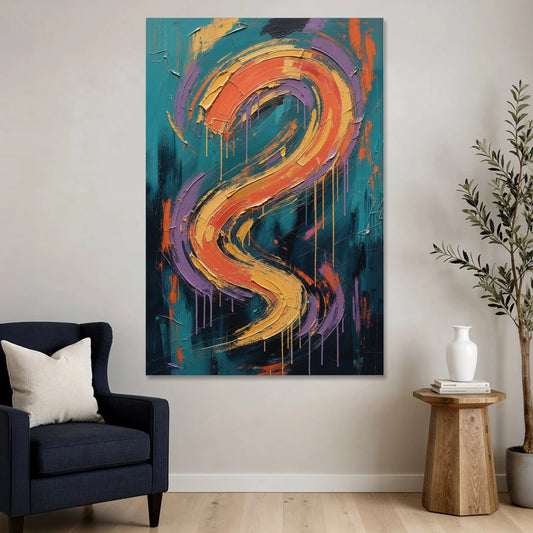 Gestural Abstract Painting Sunset Serpentine - Canvas Wall Art - Sofa - 40x60