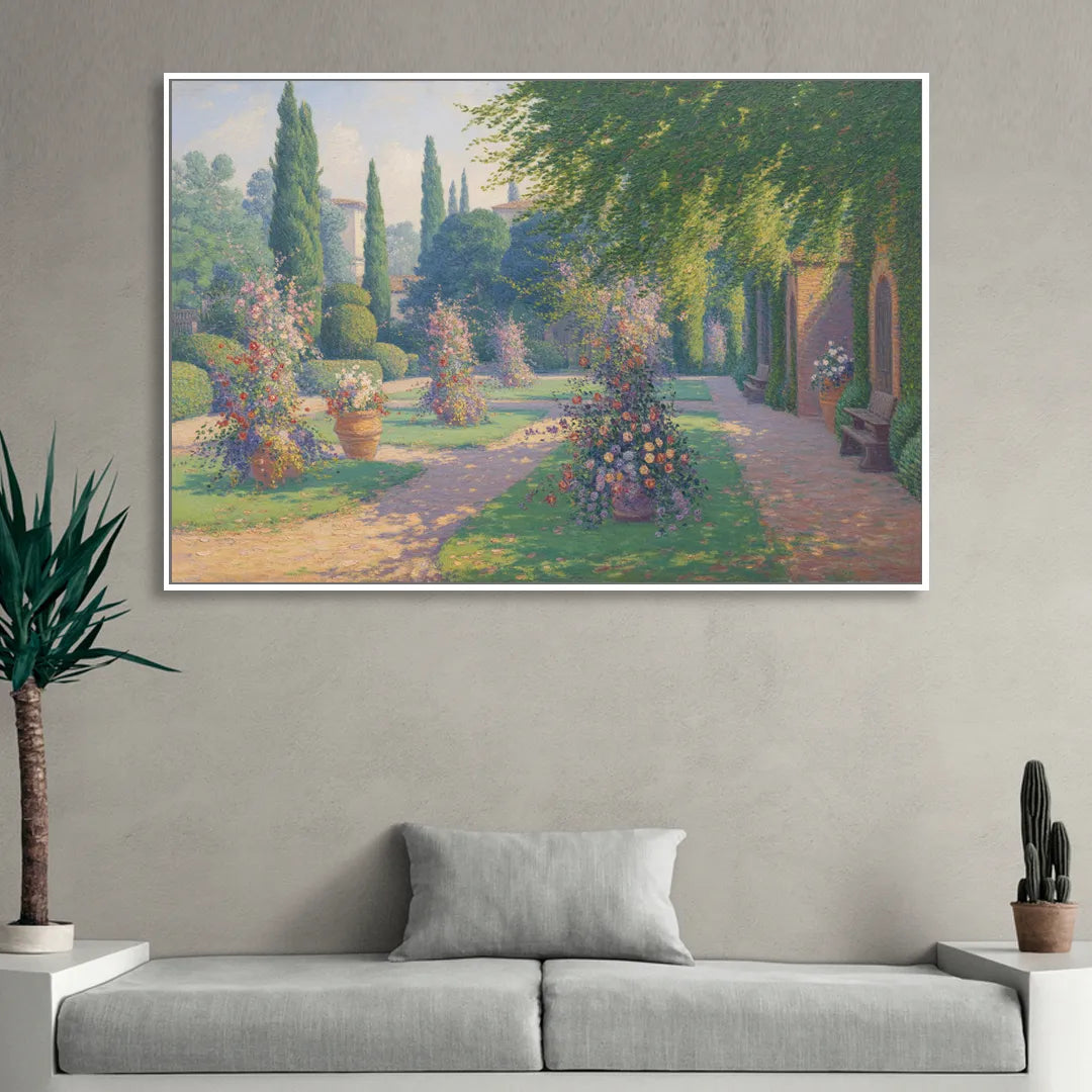 Giardino Giusti Serenity Living Room - White Canvas Wall Art