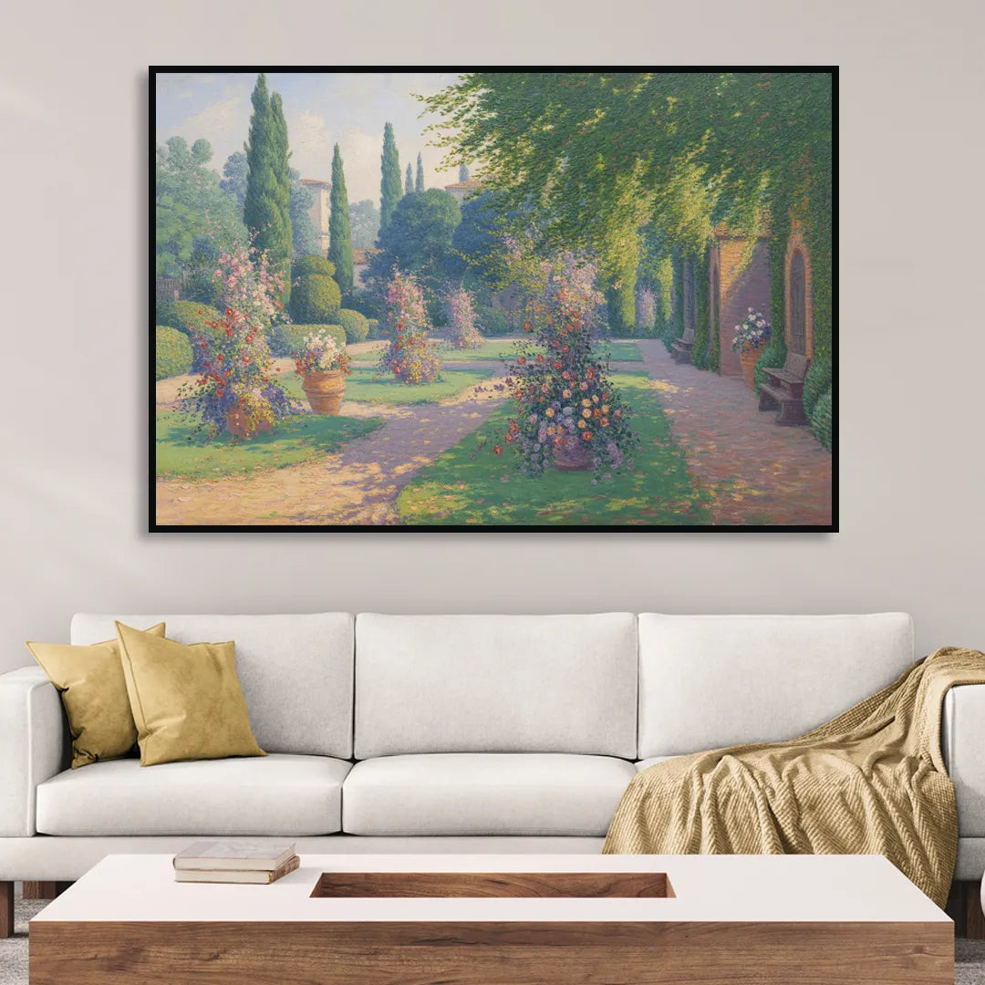 Giardino Giusti Serenity Living Room - Black Canvas Wall Art