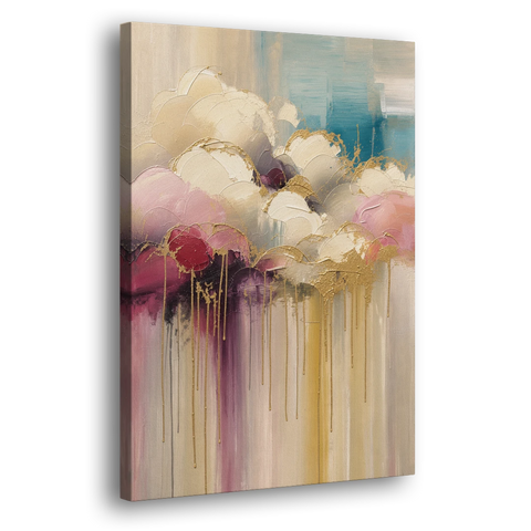 Gilded Clouds With Raspberry Rain Drips - Canvas Wall Art - Side