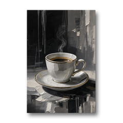 Black and White Gilded Espresso Cup for the Kitchen - Canvas Wall Art - Front