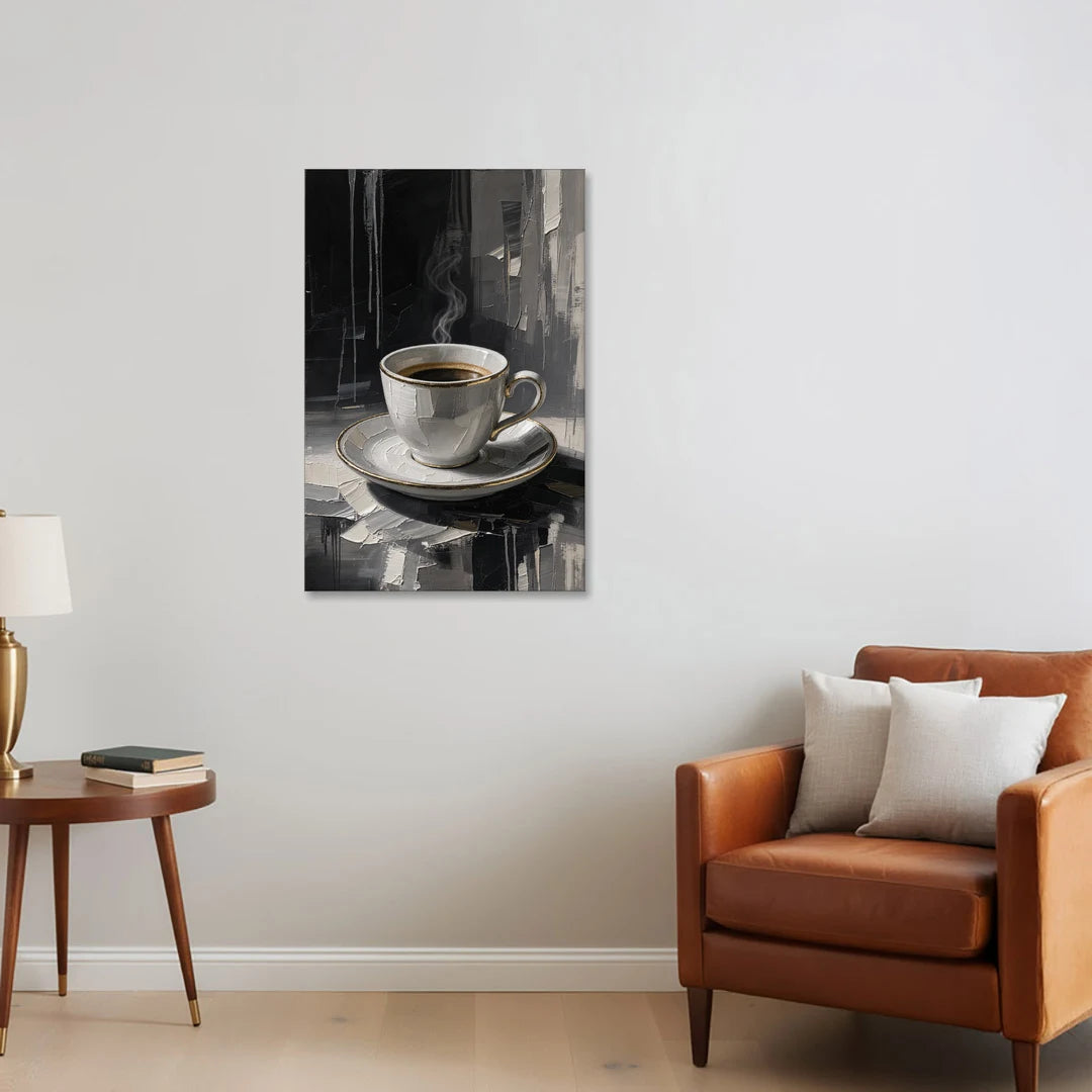 Gilded Espresso Cup - Canvas Wall Art - Sofa - 24x36