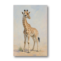 Giraffe Nursery Wall Art of a Baby Glancing Back - Canvas Wall Art - Front
