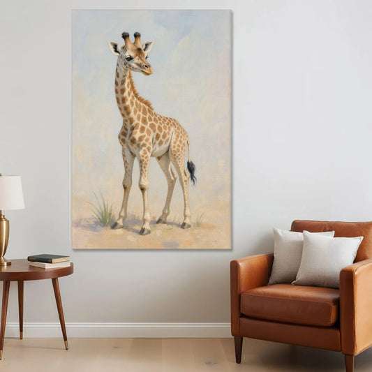 Giraffe Nursery Wall Art of a Baby Glancing Back - Canvas Wall Art - Sofa - 40x60