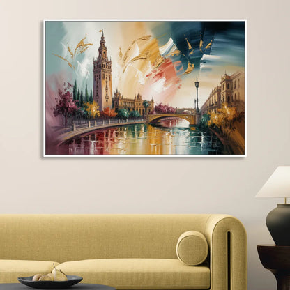 Giralda Grace Living Room - White Canvas Wall Art