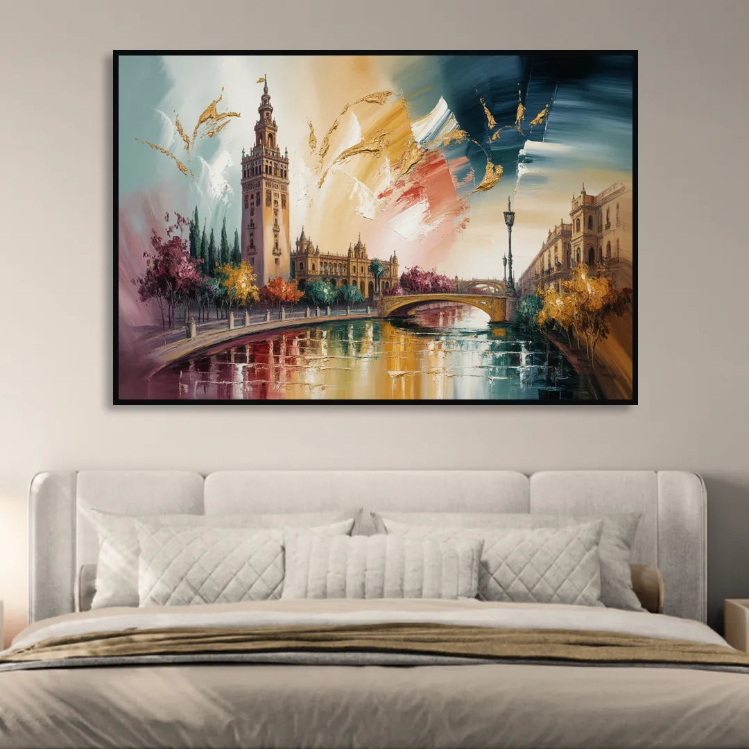 Giralda Grace Sitting Room - Black Canvas Wall Art