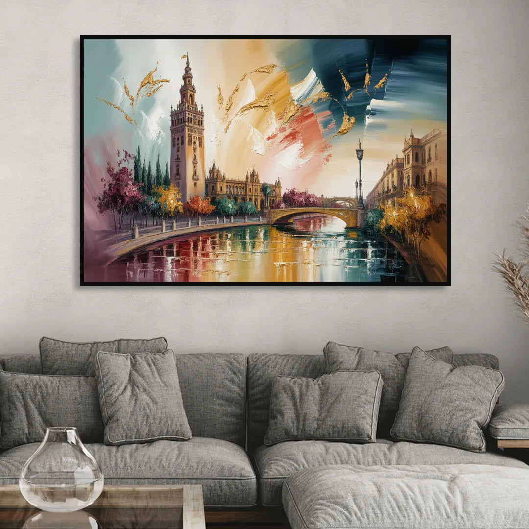 Giralda Grace Living Room - Black Canvas Wall Art
