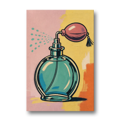 Girly Bathroom Wall Art of a Teal Perfume Atomizer - Canvas Wall Art - Front