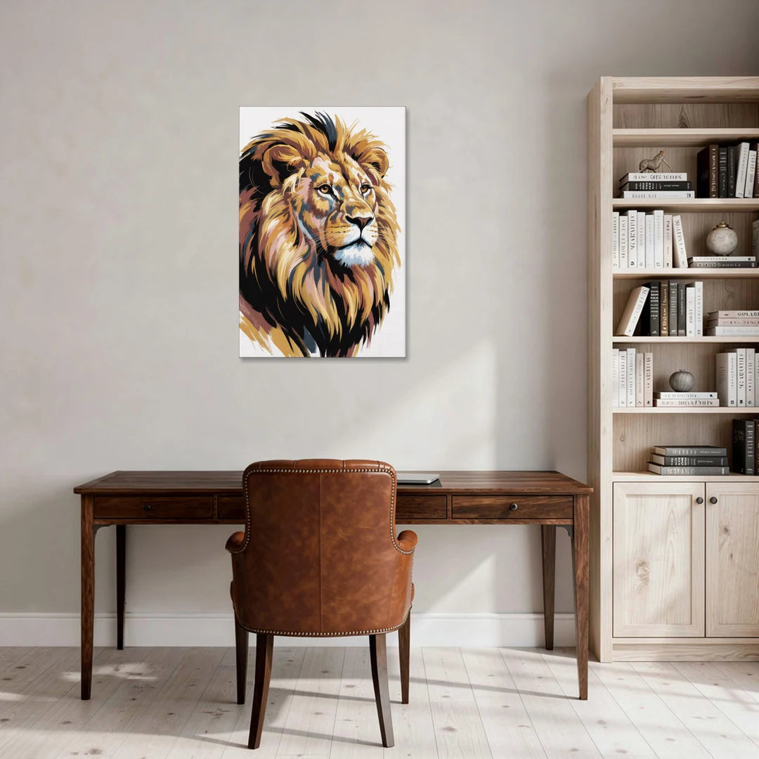 Gleaming Gold Lion - Canvas Wall Art - Office - 24x36