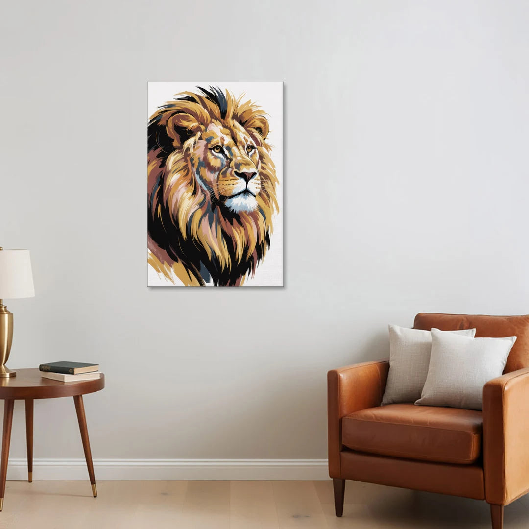 Gleaming Gold Lion - Canvas Wall Art - Sofa - 24x36