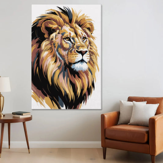 Gleaming Gold Lion - Canvas Wall Art - Sofa - 40x60