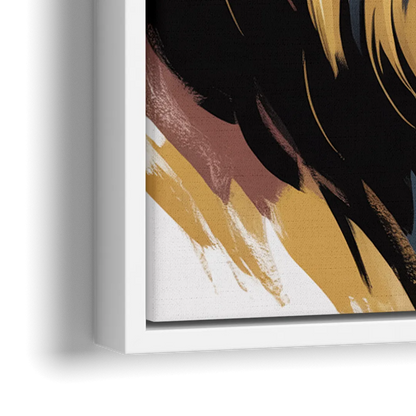 Gleaming Gold Lion - Close-Up White Frame Canvas