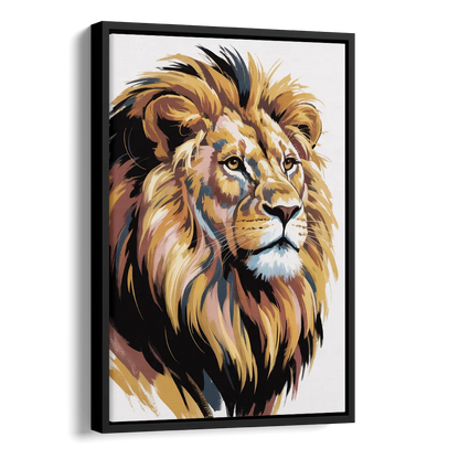 Gleaming Gold Lion Side - Black Canvas Wall Art