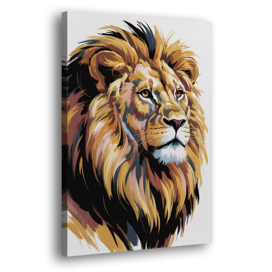 Gleaming Gold Lion Side - Canvas Wall Art