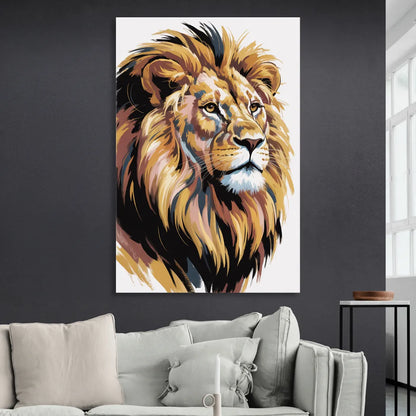 Gleaming Gold Lion Sitting Room - Canvas Wall Art