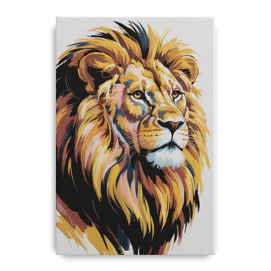 Gleaming Gold Lion Front - Canvas Wall Art