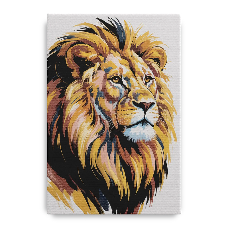 Gleaming Gold Lion Front - Canvas Wall Art