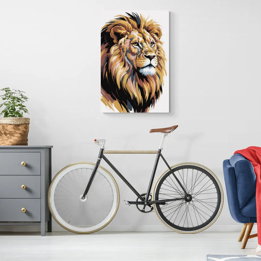 Gleaming Gold Lion - Canvas Wall Art Living Room