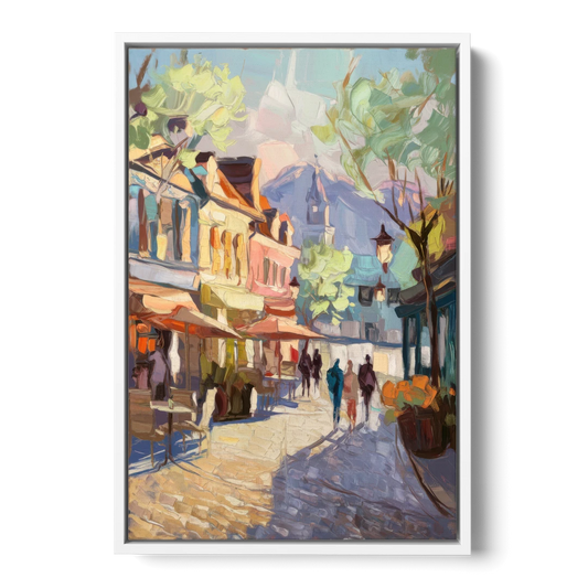 Glendale Downtown Charm - White Framed Canvas Wall Art - Front