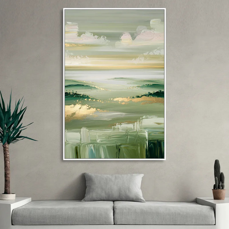 Glendale Scenic Horizons Sitting Room - White Canvas Wall Art