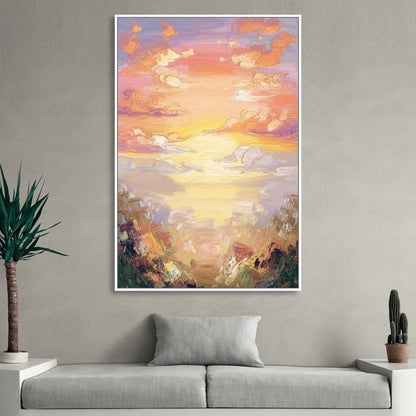 Glendale Sunset Views Living Room - White Canvas Wall Art