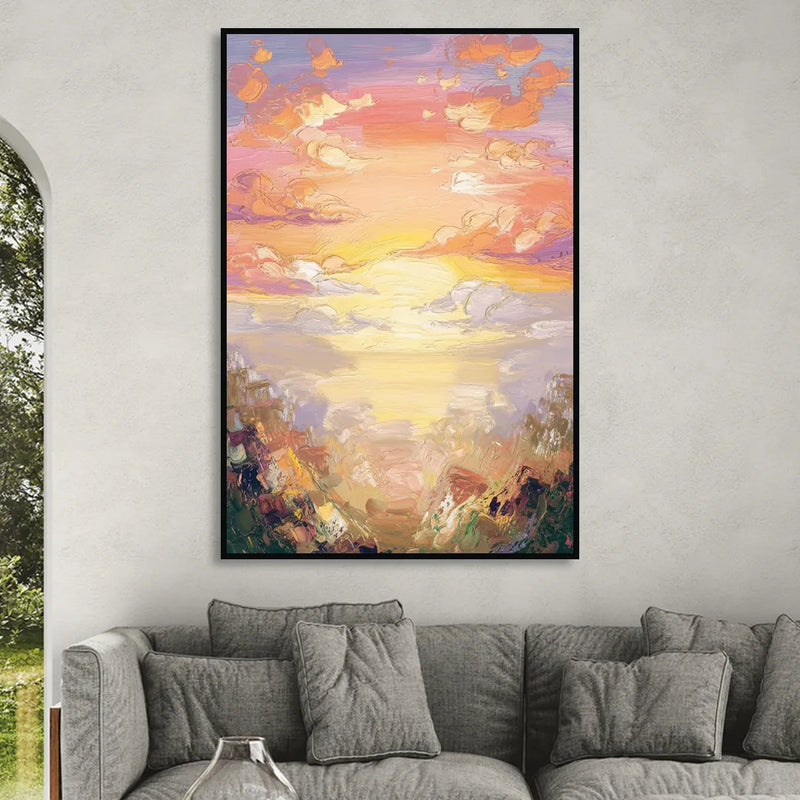 Glendale Sunset Views Sitting Room - Black Canvas Wall Art