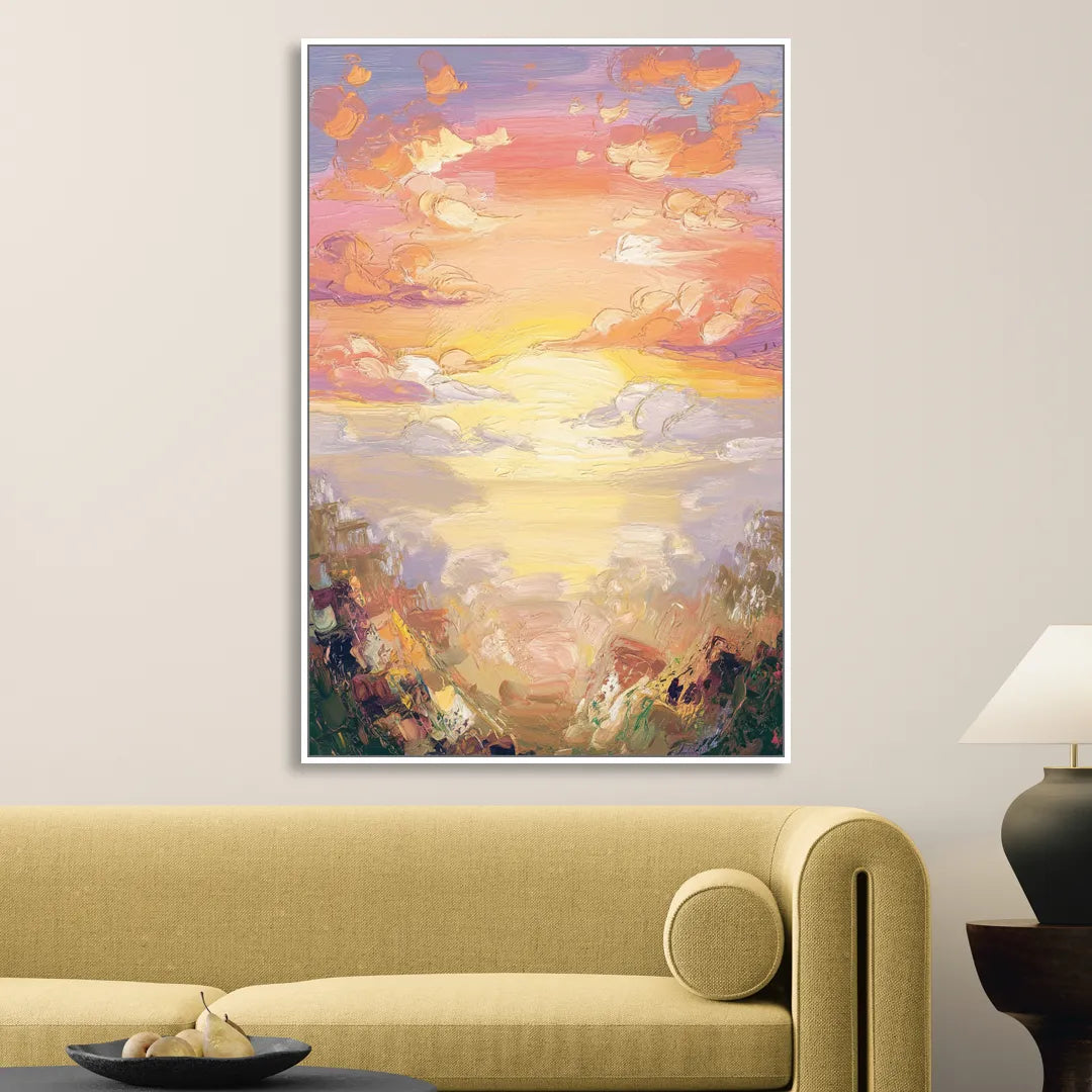 Glendale Sunset Views Sitting Room - White Canvas Wall Art